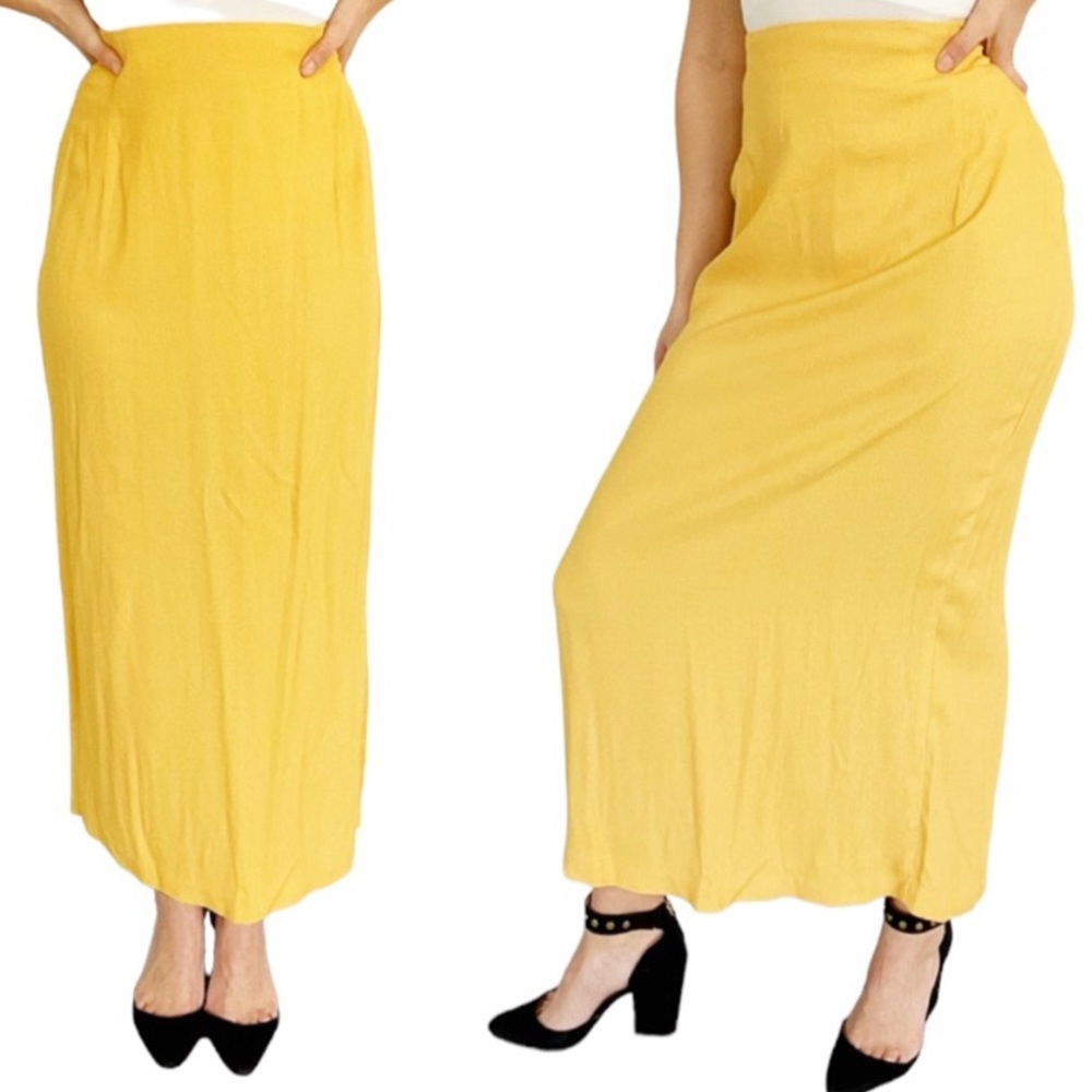 Vintage Design Todays yellow midi pencil skirt size medium